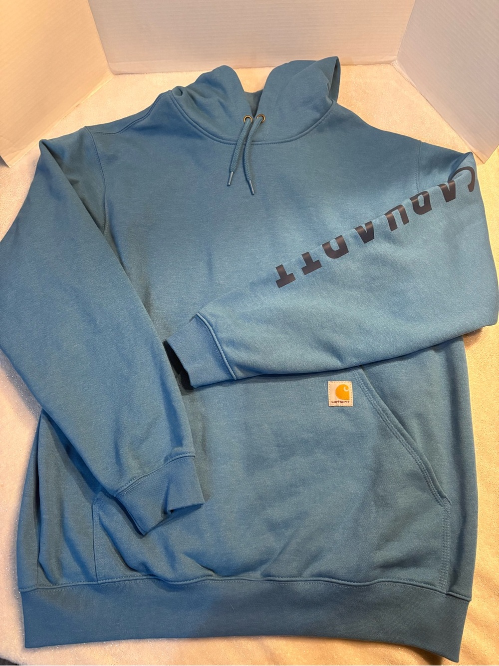 Carhartt Men’s Blue Hooded Sweatshirt - Durable Pullover Hoodie